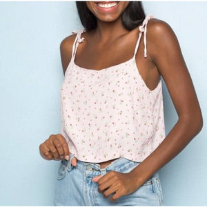 Brandy Melville Purple Floral Dena Self Tie Tank Top